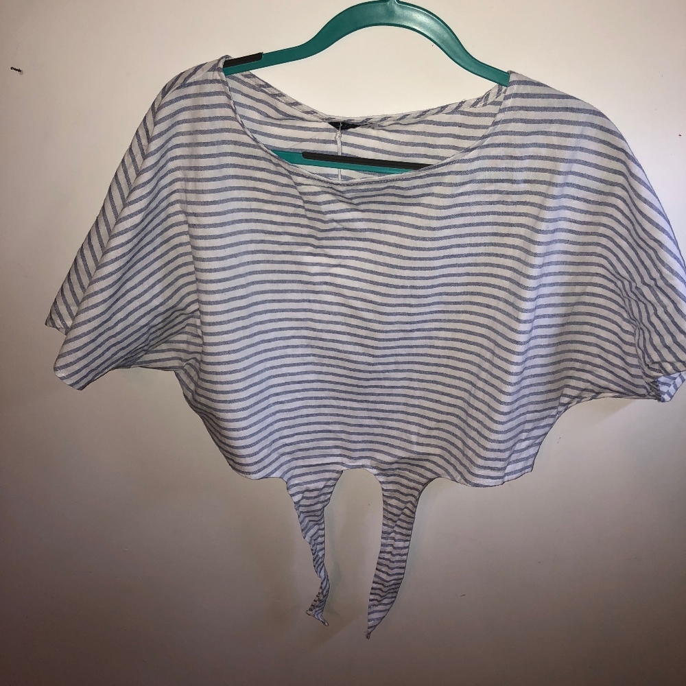 Blue White Stripped Crop Top
